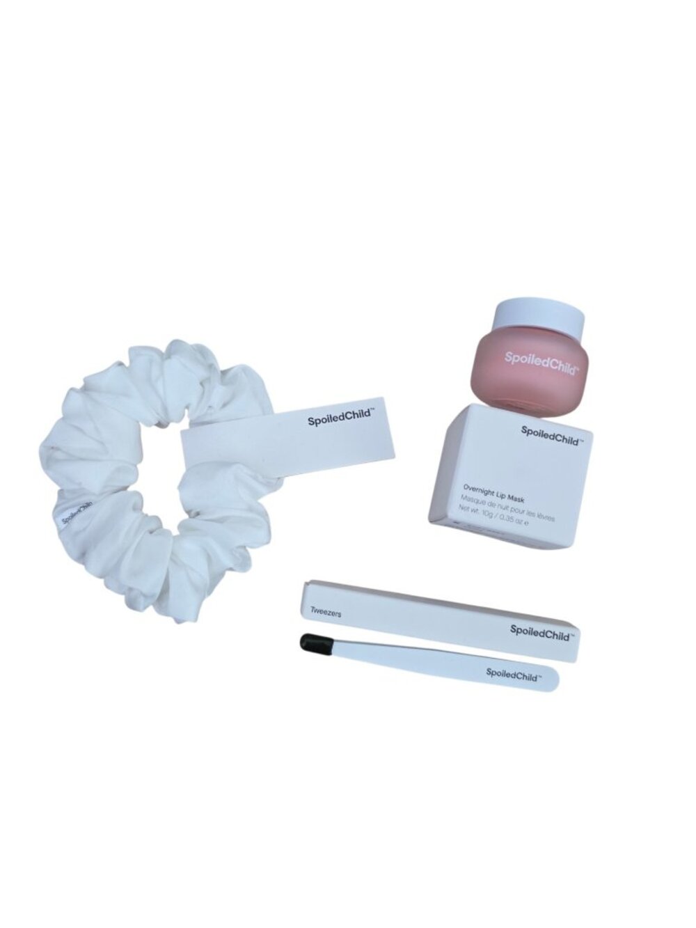 Spoiled Child Overnight Lip Mask Tweezers Scrunchie New